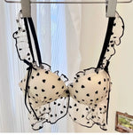 Japanese Mesh No-wire lace Underwear set Women's small breasts gather sexy pure desire sweet bra cute bra Panty SET TUSHY