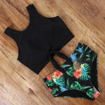 High Waist Bikini Sexy Swimwear Women Striped Leopard Front Tie Push Up Two Piece Swimsuit Beach Bathing Suit Vacation Outfits