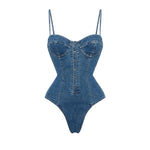 Denim Print Bikini 2026 Women Sexy Swimsuit Push Up Swimwear Bandeau Biquini Female Micro Bikinis Deep V Bathing Suit Beachwear