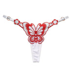 Women Butterfly Embroidery Thong Panties Sexy Lace G String Adjustable Strap Low Rise Underwear Soft Breathable Lingerie