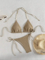 Sexy White Shell String Bikini 2026 Women Luxury Push Up Bra Tie Side Thong Swimsuit Brazilian Beach Bathing Suit Micro Swimwear