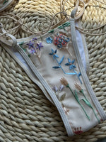 Sexy Pink Flower Embroidery Print Swimsuit Women 2025 Sexy Underwire Drawstring Bikini Set Summer Beach Bathing Suit Swimwear