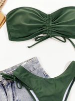 Lace Up Scrunch Butt Bandeau Bikini Female Swimsuit Women Swimwear Two-pieces Bikini Set Brazilian Bather Bathing Suit Swim Lady