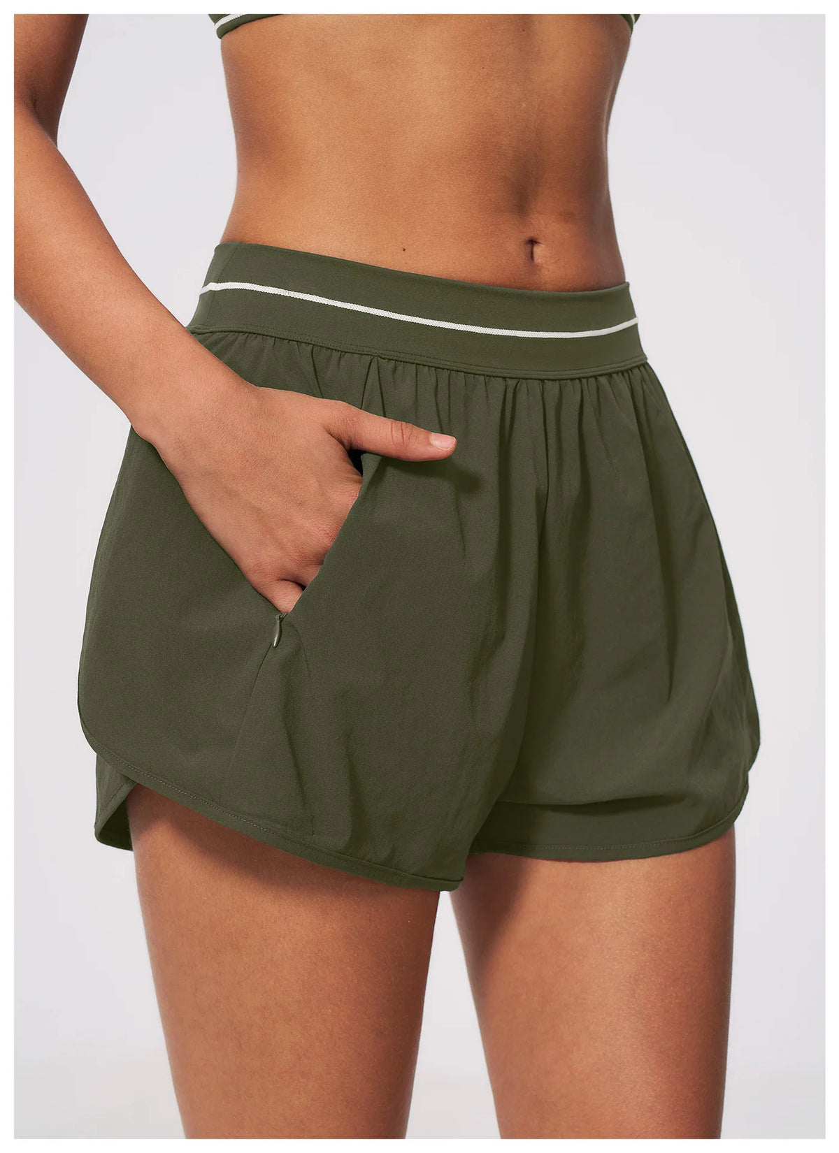 New Brushed Sports Shorts Women High Waist Fake Two Pieces of Anti Glare Shorts Leggings Casual Loose Pocket Fitness Sportwear