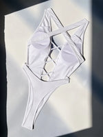 Sexy Solid Cross Backless Swimsuit One Piece Bikini Thong Swimwear Bodysuits Women Biquini Bathing Suits Black and White 2 Color
