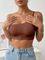 Women One Shoulder Bra Front Closure Unlined Push Up Brassiere Bandeau Thin Comfort Non-slip Lingerie