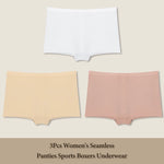 3Pcs Women's Seamless Sports Boxer Underwear Female Solid Color Panties Comfortable Briefs Cozy Lingerie Intimate Underpant S-XL