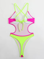 DEKA Sexy Backless Swimwear Deep V Neck Hollow Out One Piece Swimsuit Women Female Monokini High Cut Bather Bathing Suit Swim