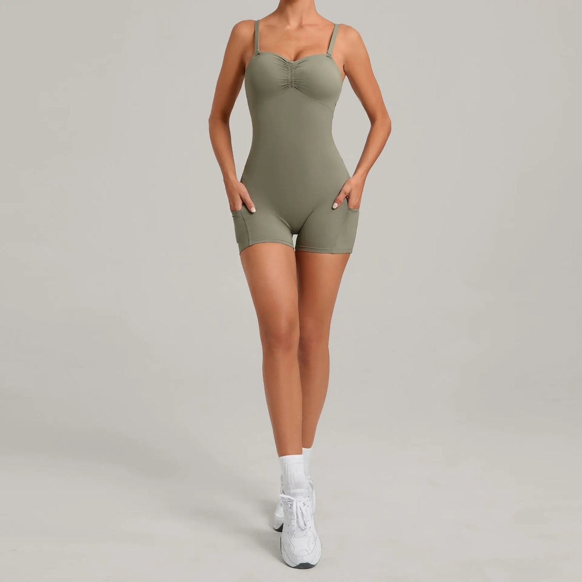 Outdoor Backless Yoga One Piece Suit Women Multiple Wearing Methods Sleeveless Slim Fit Pocket Stretch Sports Fitness Jumpsuit