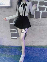 WOMENGAGA Korea Style Sexy Slim High Waist Strap A-line Half Length Skirt Fashion Women Skorts JK Sweet 2023 NewOW3W