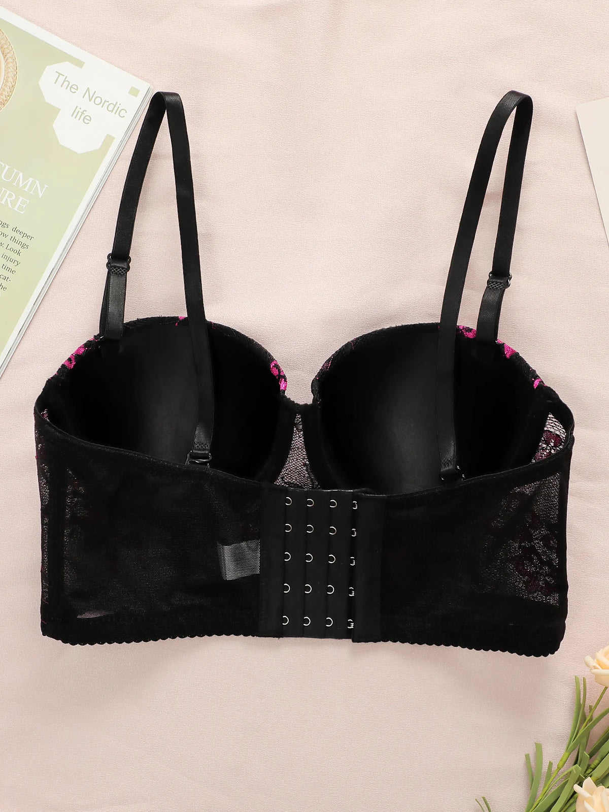 Chinese style new Chinese lace underwear floral bra half cup gathering pull up women's bra underwear B6131