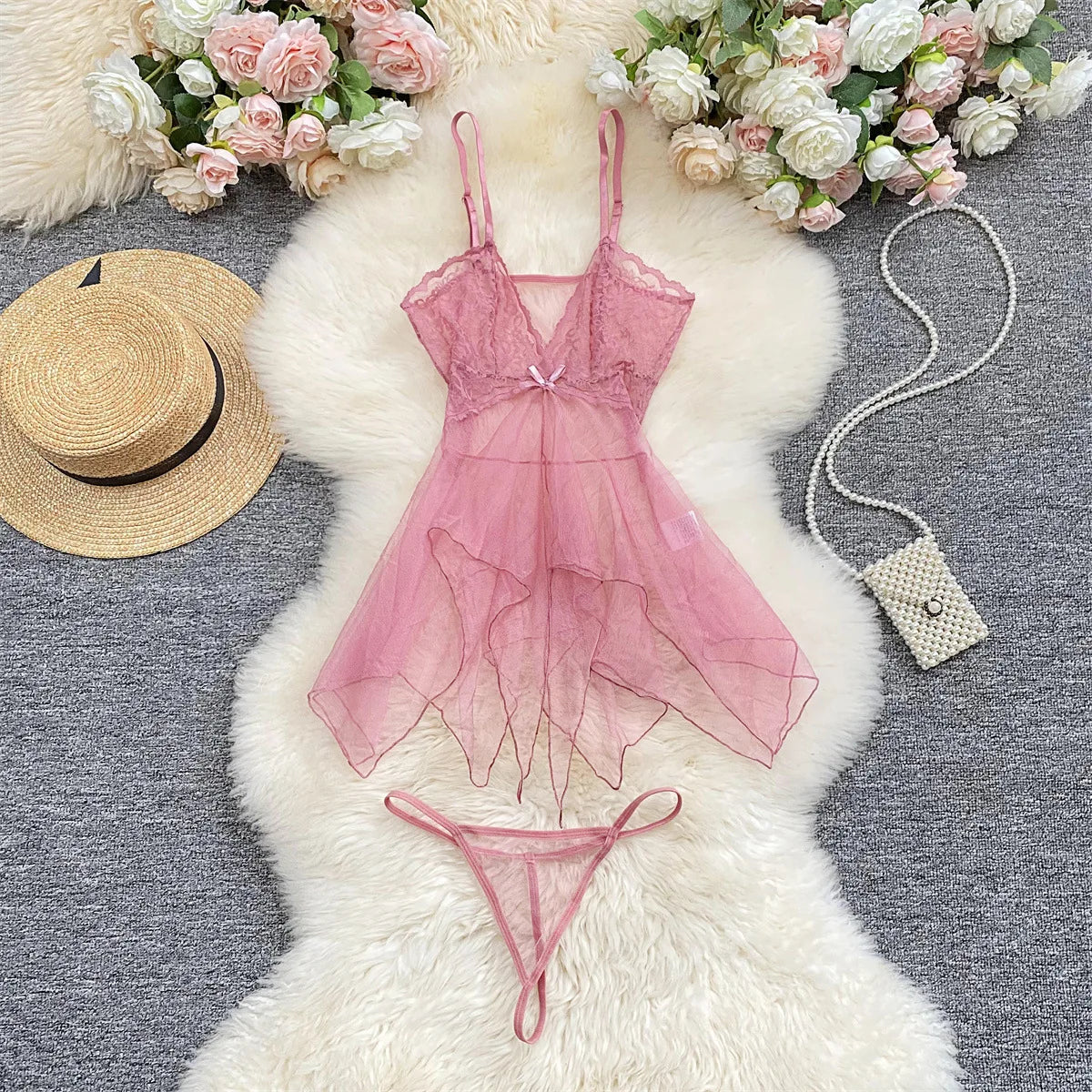 Lace Up Backless Sexy Nightgown Women's Shirt Summer Ultra Short Night Dress Pure Colour Silky Nightwear Women Sleepwear Chemise