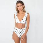2026 Sexy Bikini Women Swimwear Swimsuit Dot Ruffle High Waist Deep V Bikinis Set Beach Bathing Suit Female Trajes De Bano Mujer