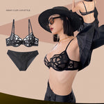French Sexy Lingerie Set Women Ultra Thin Lace Breathable Bra Set Summer Soft Cup Comfort Underwear Bralette and Panties Thong