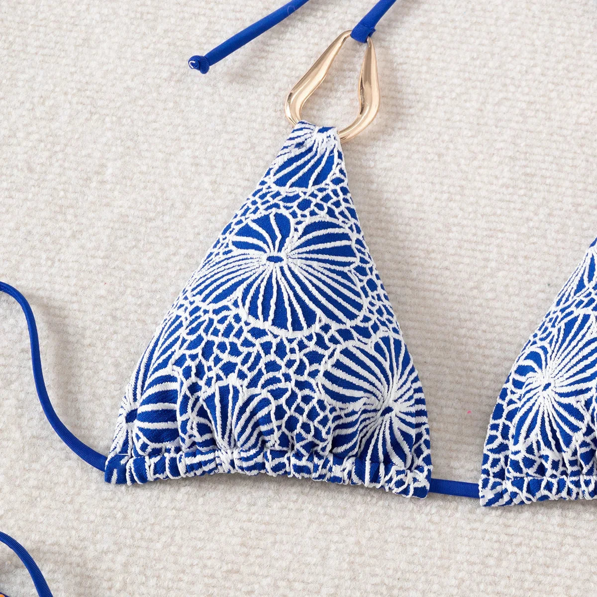 Triangle Bikini String Women Two Pieces Swimsuit Female Swimwear Halter Bikinis Set Blue Black Beachwear Padded Bathing Suit