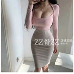 WOMENGAGA Mid Length Skirt For Elegance Apricot Slim Mini Dress Sweet Sexy Korean Women 2023 Skirts High Waist Fashion HGR0