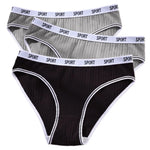 3Pcs/Set Women Low Waist Briefs Letter Waistband Casual Sport Style Panties Rib Knit Cotton Stretch Underwear Ladies Underpants