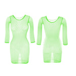 1PC Women Sexy Fishnet Beach Cover Up Long Sleeves Hollow Out Bodycon Dress See Through Summer Swimwear