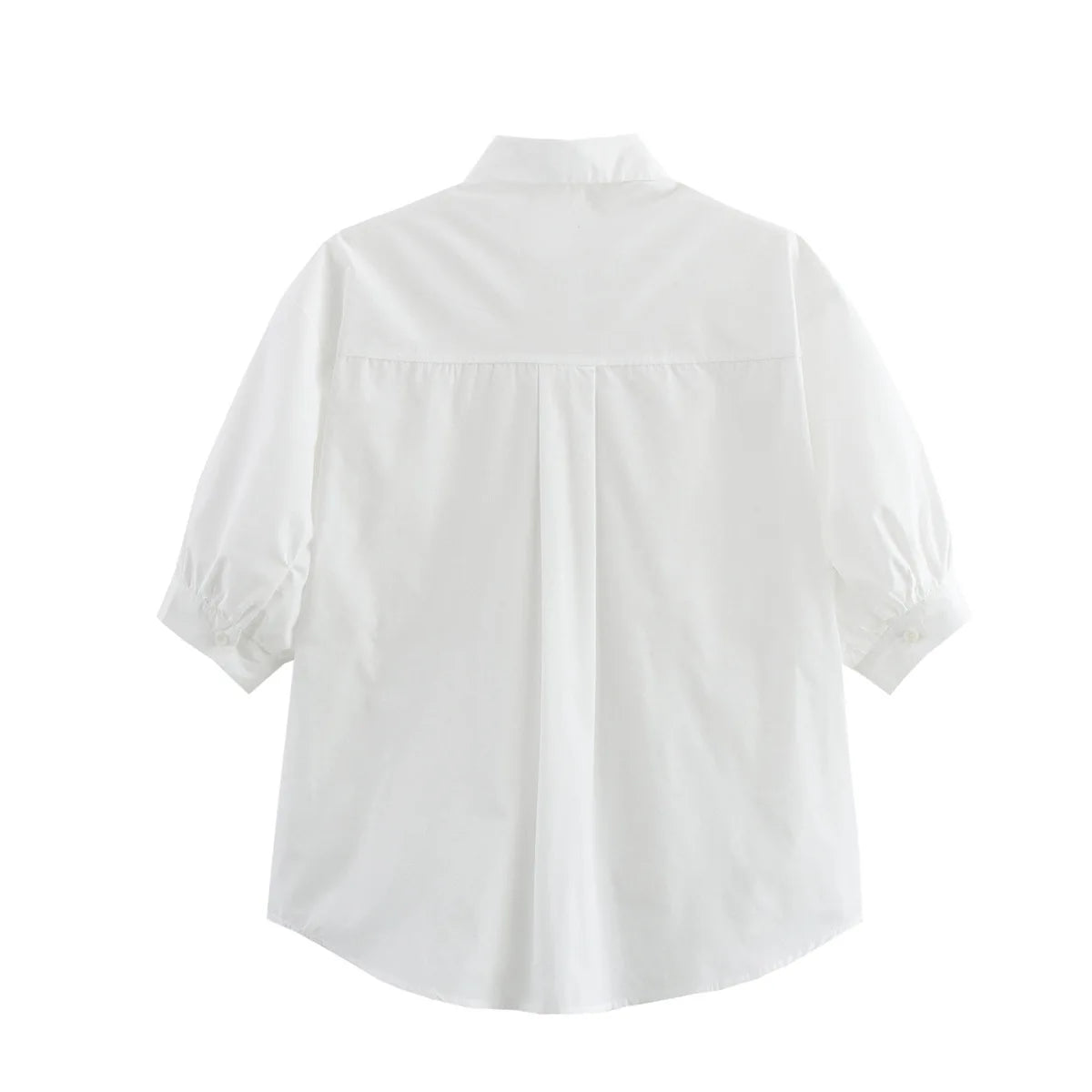 Women's Fashion Casual White Short Sleeve Shirt White Cotton Button Shirt Lapel Collar Half Sleeve Loose Fit Casual Blouse 8GDK