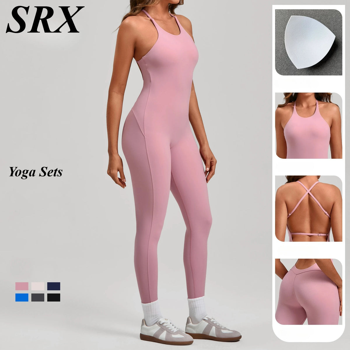 Seamless Yoga Jumpsuits Sports Fitness Cross Straps Beauty Back Peach Hip Raise Tight One-piece Gym Workout Bodysuits for Women