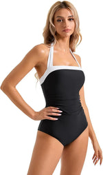 New Black White Splice Slim Fit Abdomen Control Monokini Swimsuit High Elastic Quick Dry Polyester Fabric Swimsuit