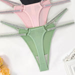 1pcs Green New Year Sexy Women g-string Underwear Breathable Elegant Female Lingerie Shiny Lady thongs Low Rise Fashion Panties