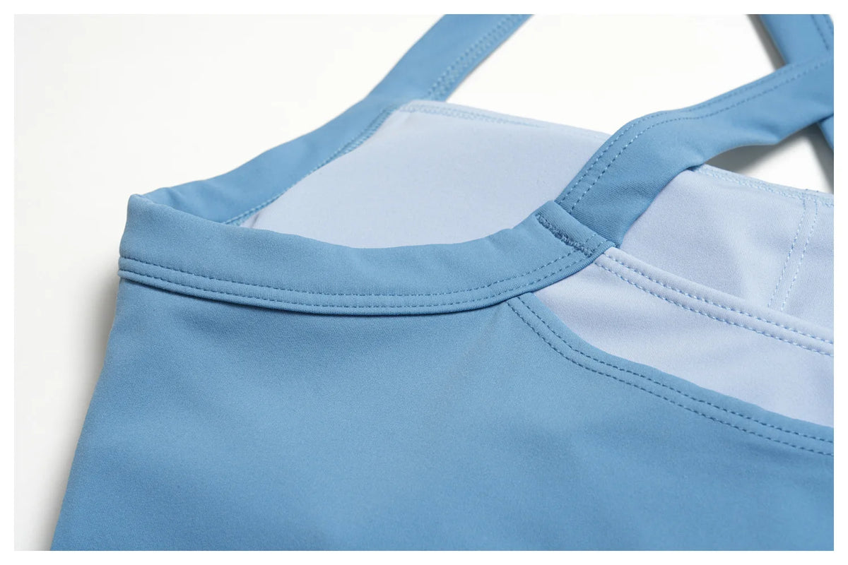 Naked Yoga Suit Workout Clothes Women Back Cross Shockproof Slim Sports Tank Top High Waist Short Fitness Suit Athletic Wear