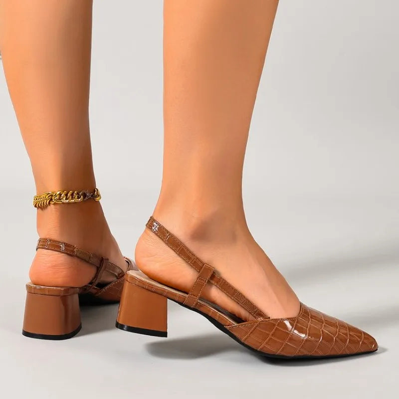 Thick Heels BreathableHigh Heels Summer Sexy Pointed Toe Slingback Women's Sandals 2026