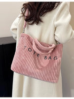 2026 Autumn New Women's Corduroy Tote Bag - Large Capacity, High-End Texture, Fashionable Commuter Shoulder & Crossbody Bag