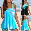 Plus Size Vintage Print Tankini Set Two Piece Swimdress Panty Bathing Suit Beachwear Beach Swimwear Retro Summer Swimsuit New