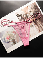 Lace Mesh Women Briefs Sexy Thong Transparent Rhinestones Heart Panties Underwear Girls G String Lingerie Fitness T Back