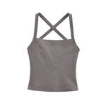 Solid Color Sexy Back-Cross-Strap Tank Top For Women New Summer Slim-Fit Short Outerwear Base Top Pure Desire Casual Style 56ZA
