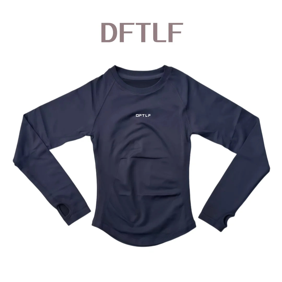 DFTLF Defy Long Sleeve Top Seamless Buttery Soft Gym Shirt 4 Way Stretch Ribbed Running Tops Yoga Workout Fitness Sportswear