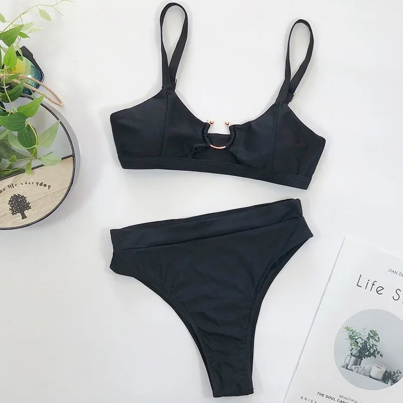 Sexy Snake Printed Female Swimsuit High Waist Bikini Women Swimwear Two-pieces Bikini Set Hollow Out Bathing Suit Swim Wear Lady