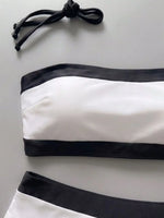 Sexy White Black Patchwork Bikini Set 2026 Women Bandeau Push Up Bra High Waist Swimsuit Beach Bathing Suit Holiday Swimwear