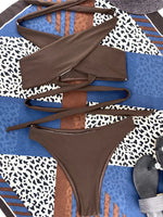 Halter Cross Bandage High Cut Bikini Women Swimsuit Female Swimwear Two-pieces Bikini Set Hollow Out Bather Bathing Suit Swim