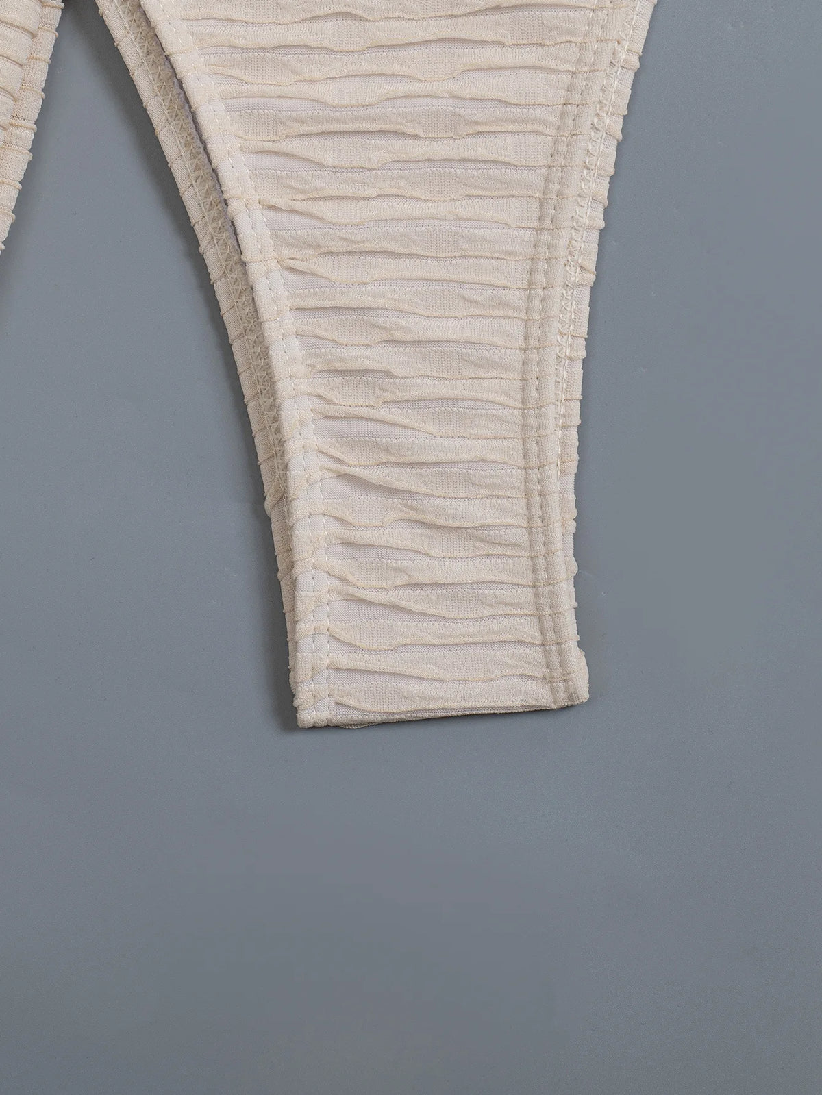 Sexy Starfish Pleate Push Up Bikini Set 2026 Women Beige Striped Cover Up 3 Piece Thong Swimsuit Beach Bathing Suit Swimwear