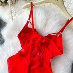 MOYISU Sexy Instagram Viral Bodysuit Women Pure & Sexy Sheer Mesh Halter Push Up Pads Summer Lingerie Euro Style Hot Sale SG