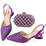 DoershowHigh Quality African Style Ladies Shoes And Bags Set Latest purple Italian Shoes And Bag Set For PartyHAE1-7