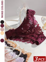 3Pcs/Set Sexy Floral Lace Underwear Panties Sets Hollow Out See-Through Romantic Lingerie Underwear Sexy Women Panties S-XL