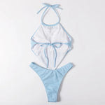 light blue Halter Bandana Bikinis Sets micro Thong sexy Swimsuit Women Swimwear Backless high cut Bathing Suit Bikini 2026 Mujer
