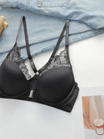 Ladies' Black Front Dutton Beautiful Back With Steel RingLlace Sexy Bra Underwear Thong Underwear Set