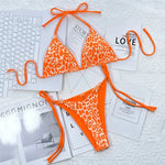 Pink Leopard Print Swimwear String Halter Triangle Bikini Set Micro Thong Sexy Swimsuit Women 2026 Bating Suit Bikinis De Mujer