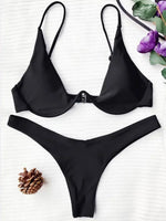 High Cut V-bar Underwired Bikini Women Swimsuit Female Micro Thong Swimwear Two-pieces Bikini Set Push Up Bathing Suit Swim Lady
