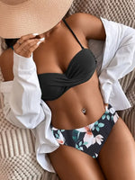 Print Bandeau Bikini Swimsuit Women Push Up Bikini Set Swimwear Female High Waisted Bathing Suit Beach Wear Brazilian Biquini