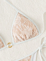 Embroidery Mesh Lace Halter Bikini Female Swimsuit Women Swimwear Two-pieces Bikini Set High Cut Bathing Suit Swim Beach Wear