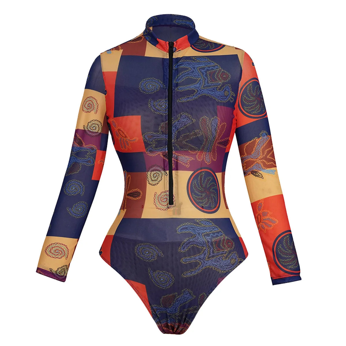 Vintage SPF Long Sleeve Sunscreen One Piece Swimsuit Skirt Sets 2026 Women Front Zipper Holiday Slimming Bathing Suit Swimwear