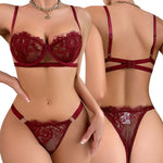 Lace Eyelash Open Bra Half Chest Cup Thin Sexy Lingerie Women Delicate Embroidery Bras Brief Sets Luxury Underwear With Push-Up