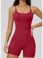 Summer New Hollow Open Back Criss Cross Yoga Jumpsuit Women Outdoor Solid Sleeveless Hip Lifting Pleate Sports Fitness Suits