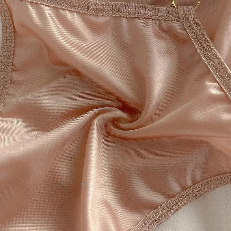 Cross Belt Lace Transparent Sexy Underpants Women's Low Waist Mesh Hollowed Bow Panties Cotton Breathable Briefs Lingerie
